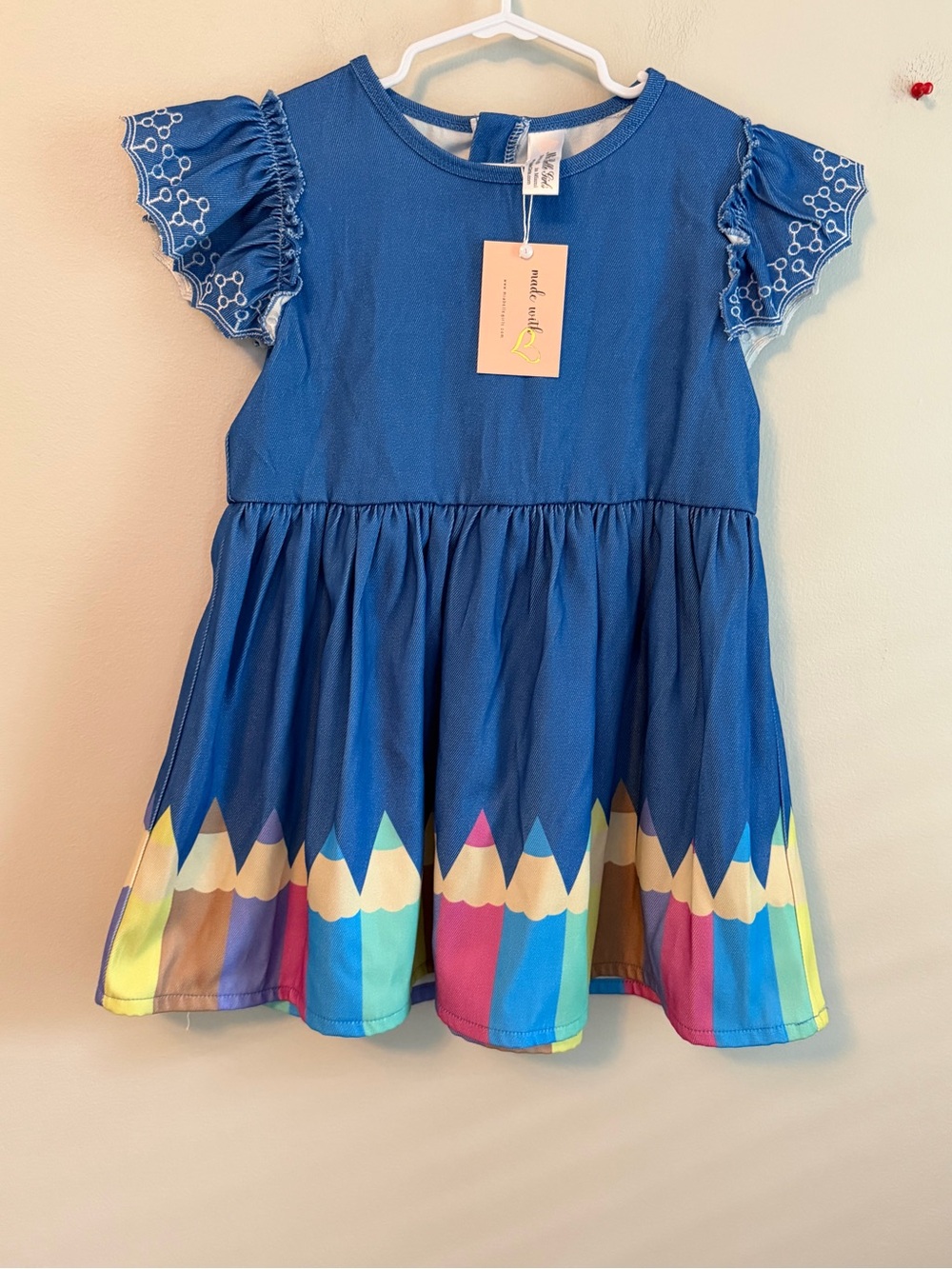 Mia Belle Girls Denim Color Pencil Dress